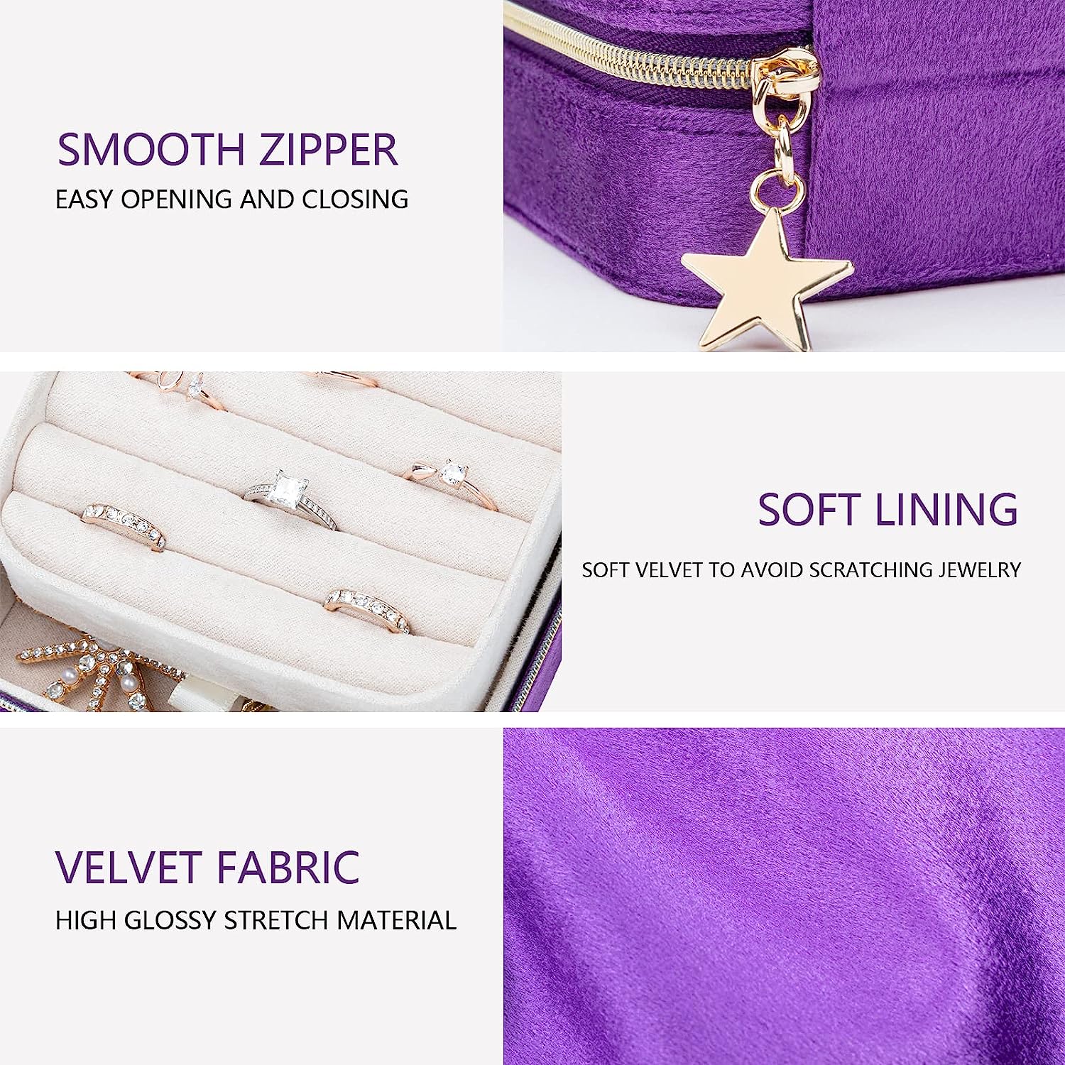 2-Layer Elegant Velvet Jewelry Box for Wedding Gifts and Special Occasions