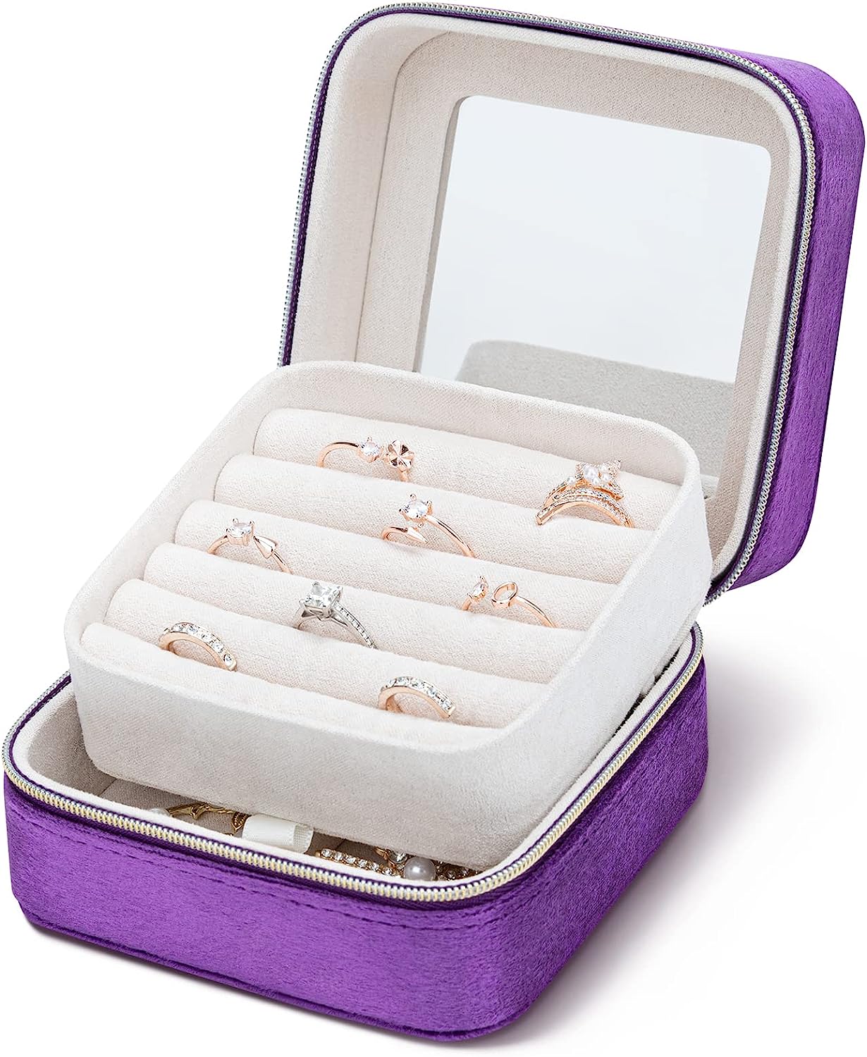 2-Layer Elegant Velvet Jewelry Box for Wedding Gifts and Special Occasions