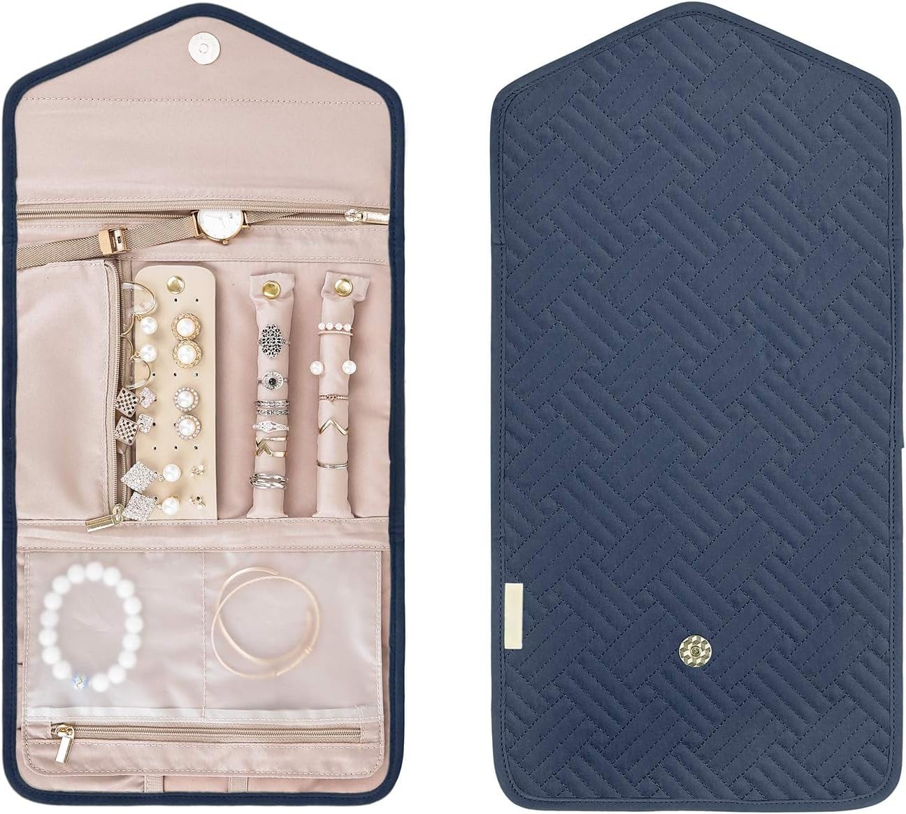 Foldable Jewelry Roll for Travel – Perfect for Rings, Necklaces, Earrings, Bracelets