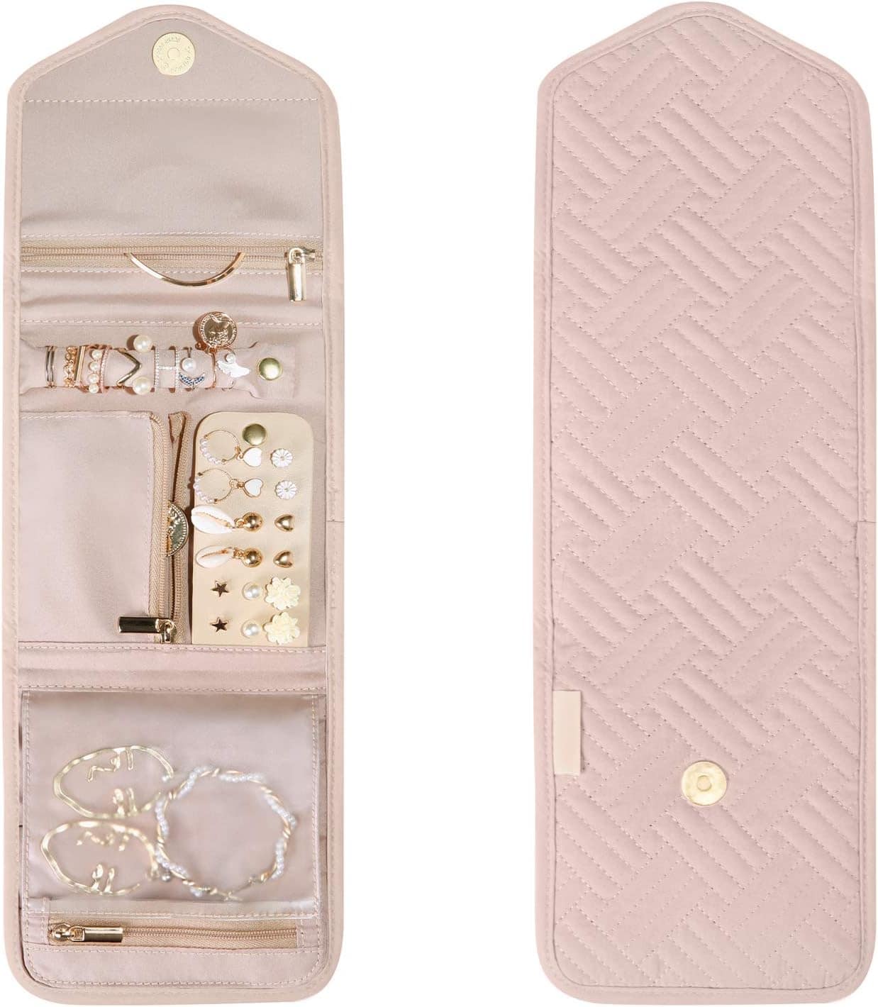 Foldable Jewelry Roll for Travel – Perfect for Rings, Necklaces, Earrings, Bracelets