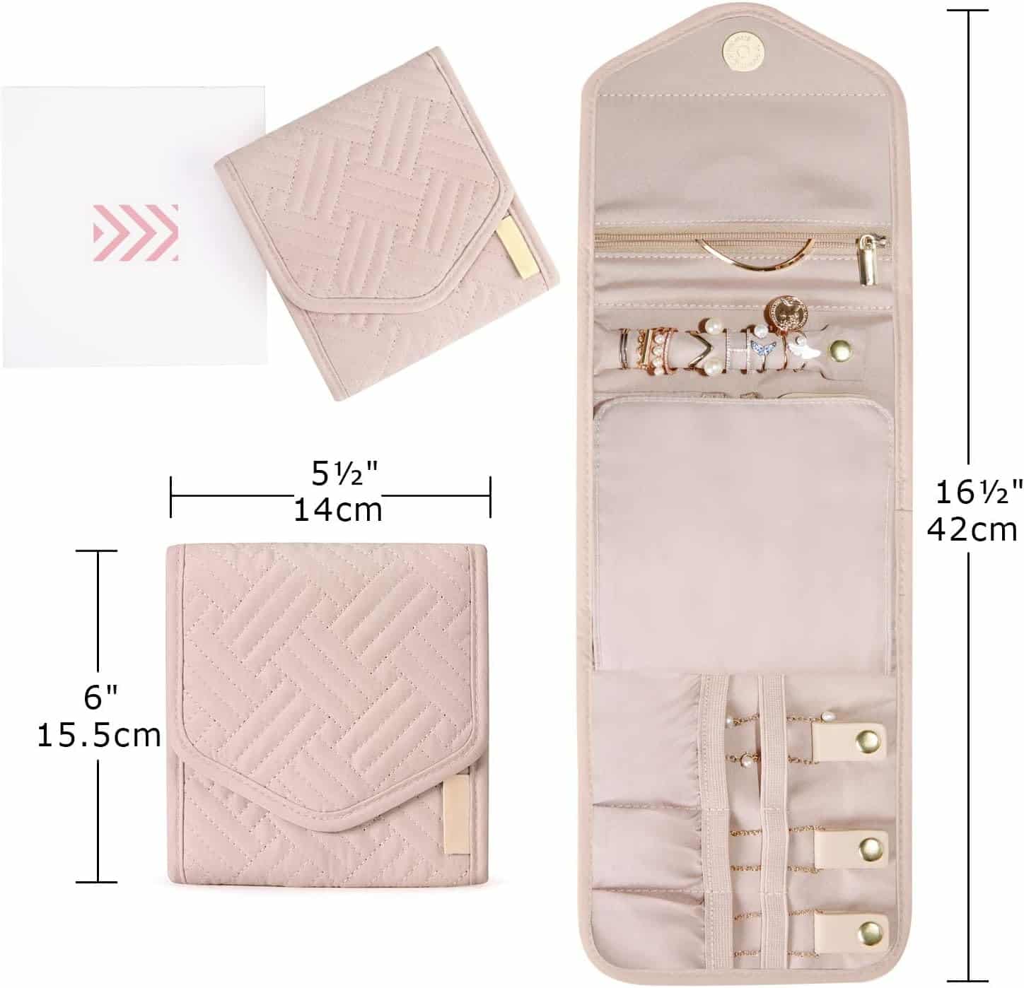 Foldable Jewelry Roll for Travel – Perfect for Rings, Necklaces, Earrings, Bracelets