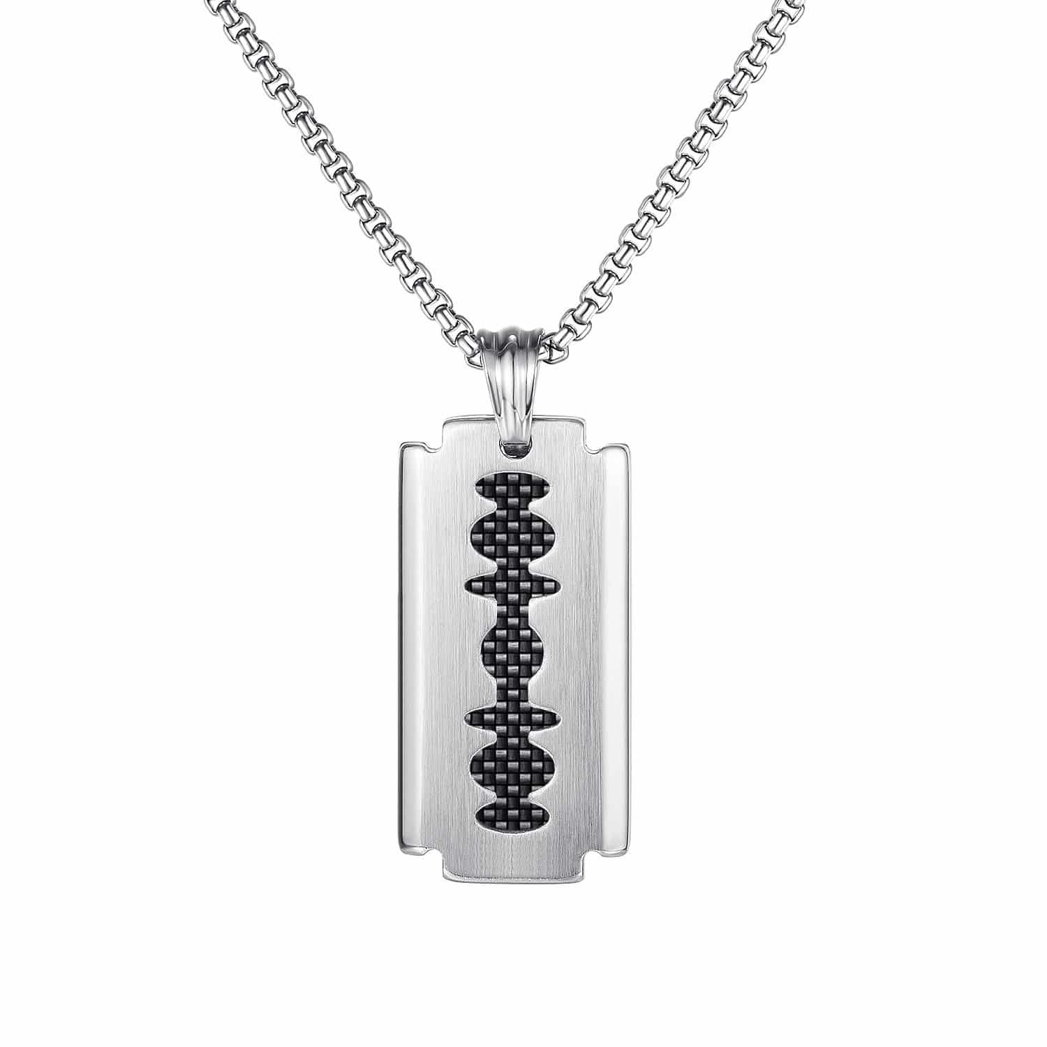 Wholesale Men’s Stainless Steel Razor Blade Pendant Jewelry Necklace