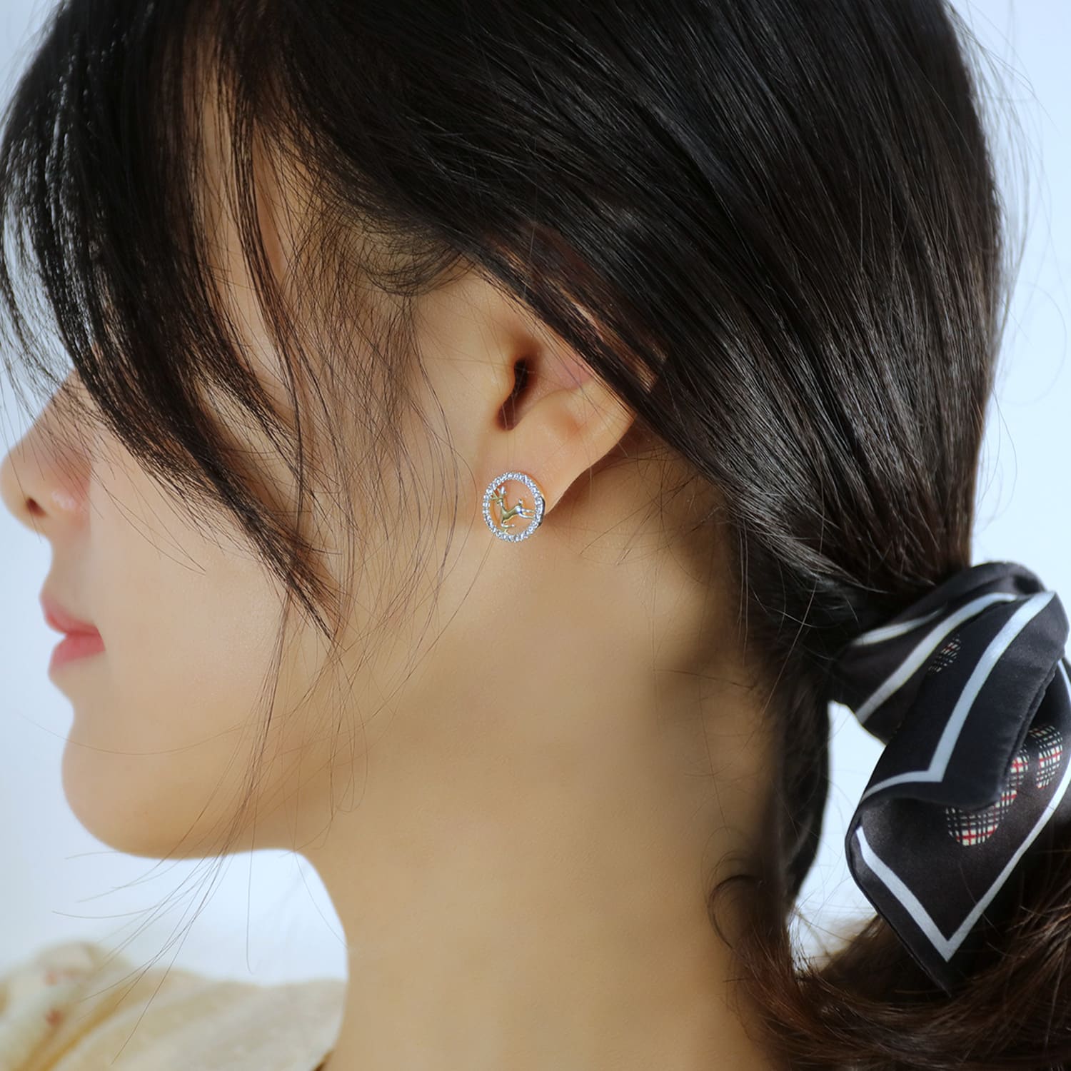 Gorgeous Copper Deer Earrings Adorned with Shimmering Synthetic Diamonds
