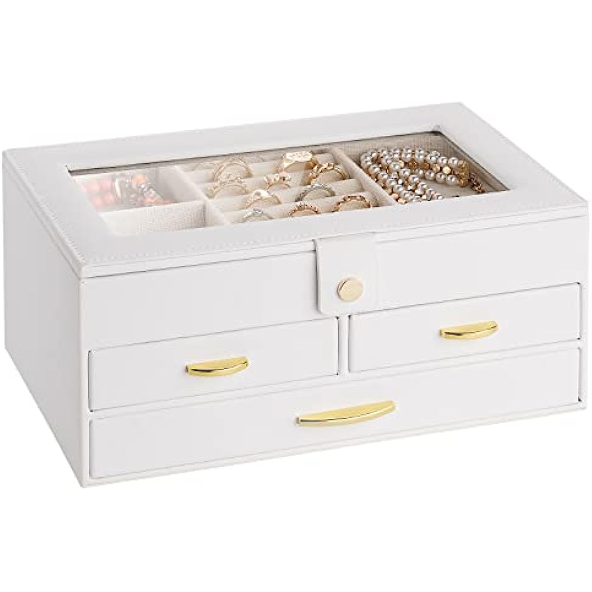 3 Layers Large Jewelry Organizer with Clear Lid