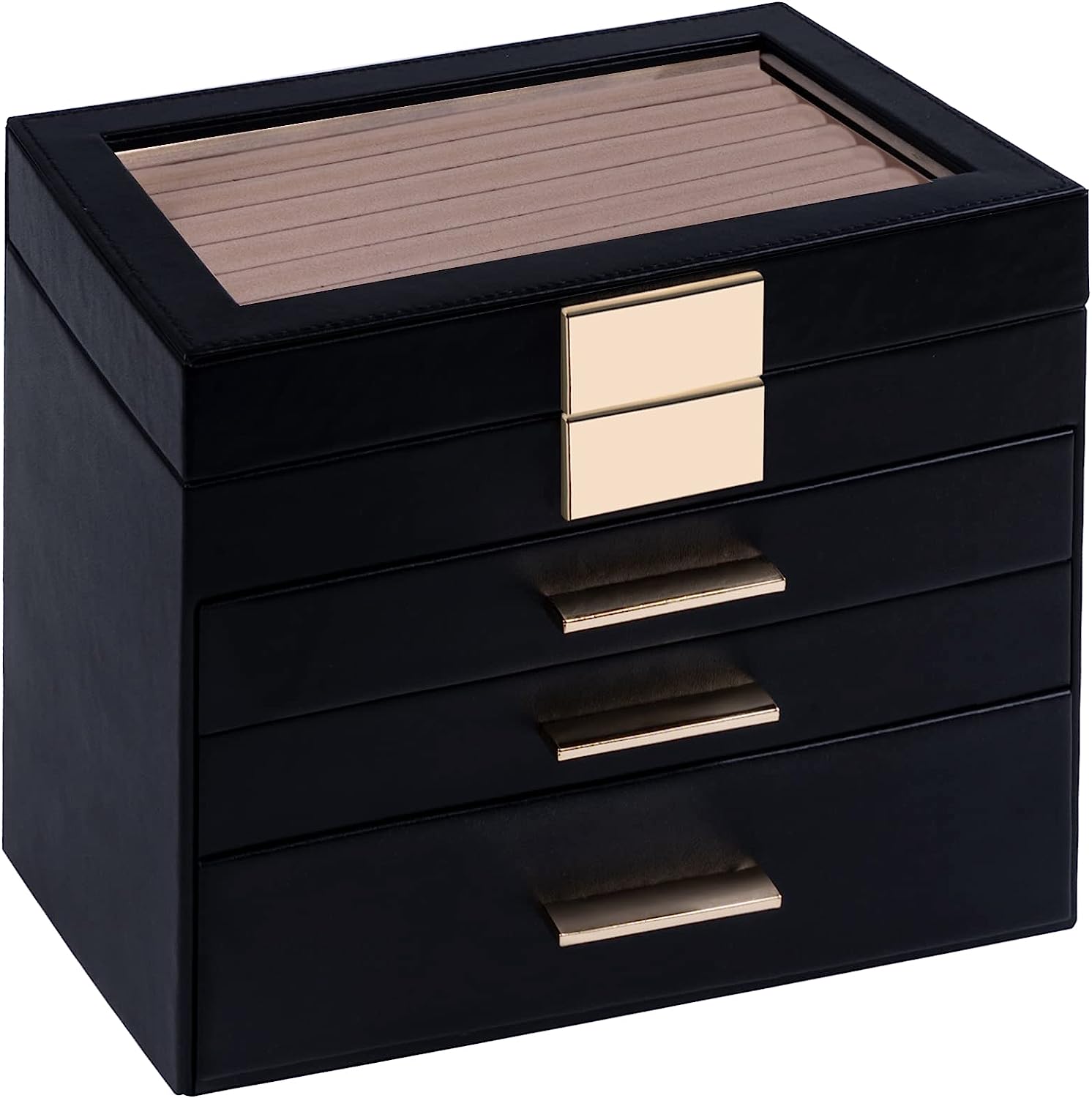 4-Layer Large Jewelry Organizer Box with Transparent Lid