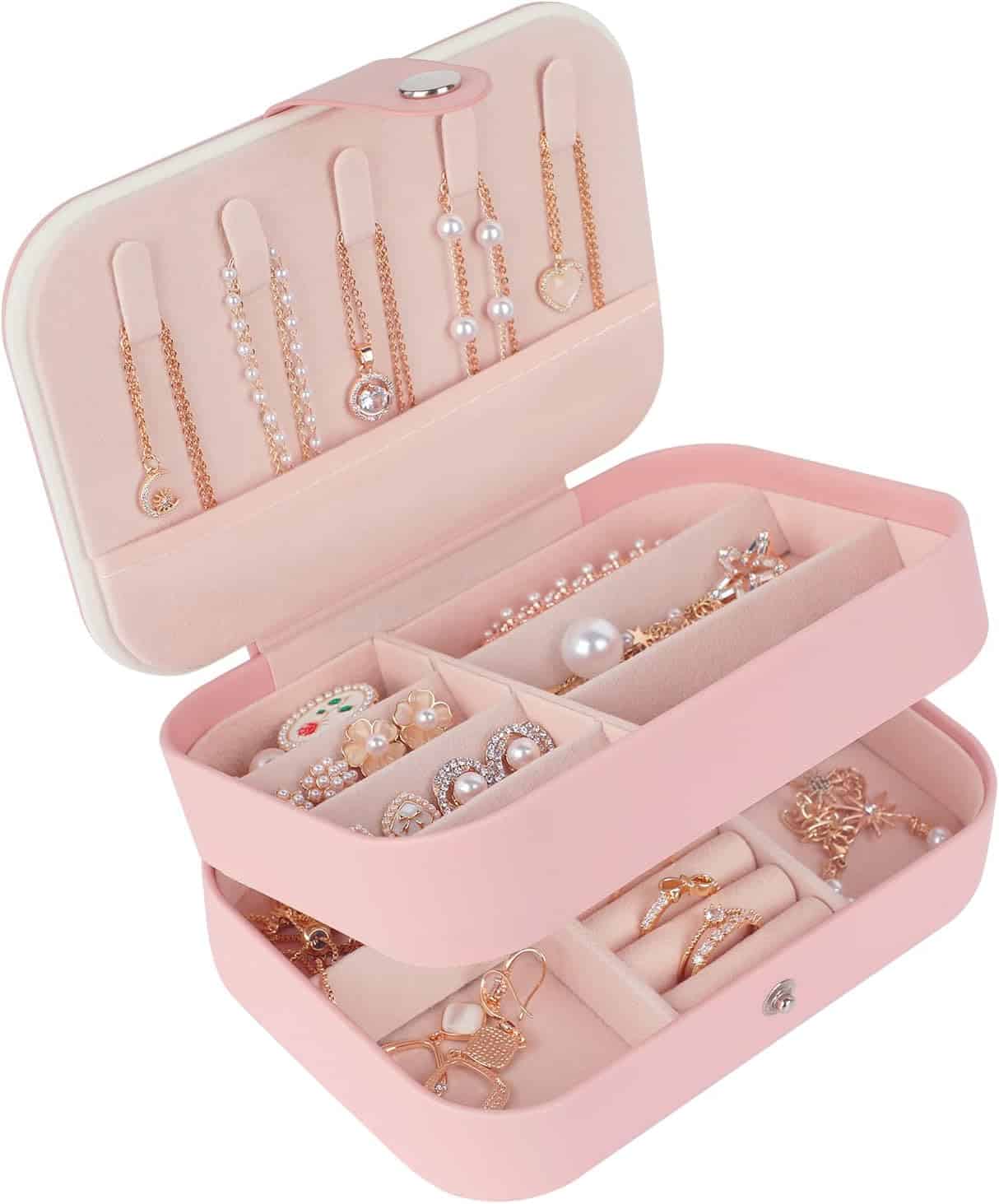 Mini PU Leather Jewelry Organizer Storage – Portable Gift Box for Girls