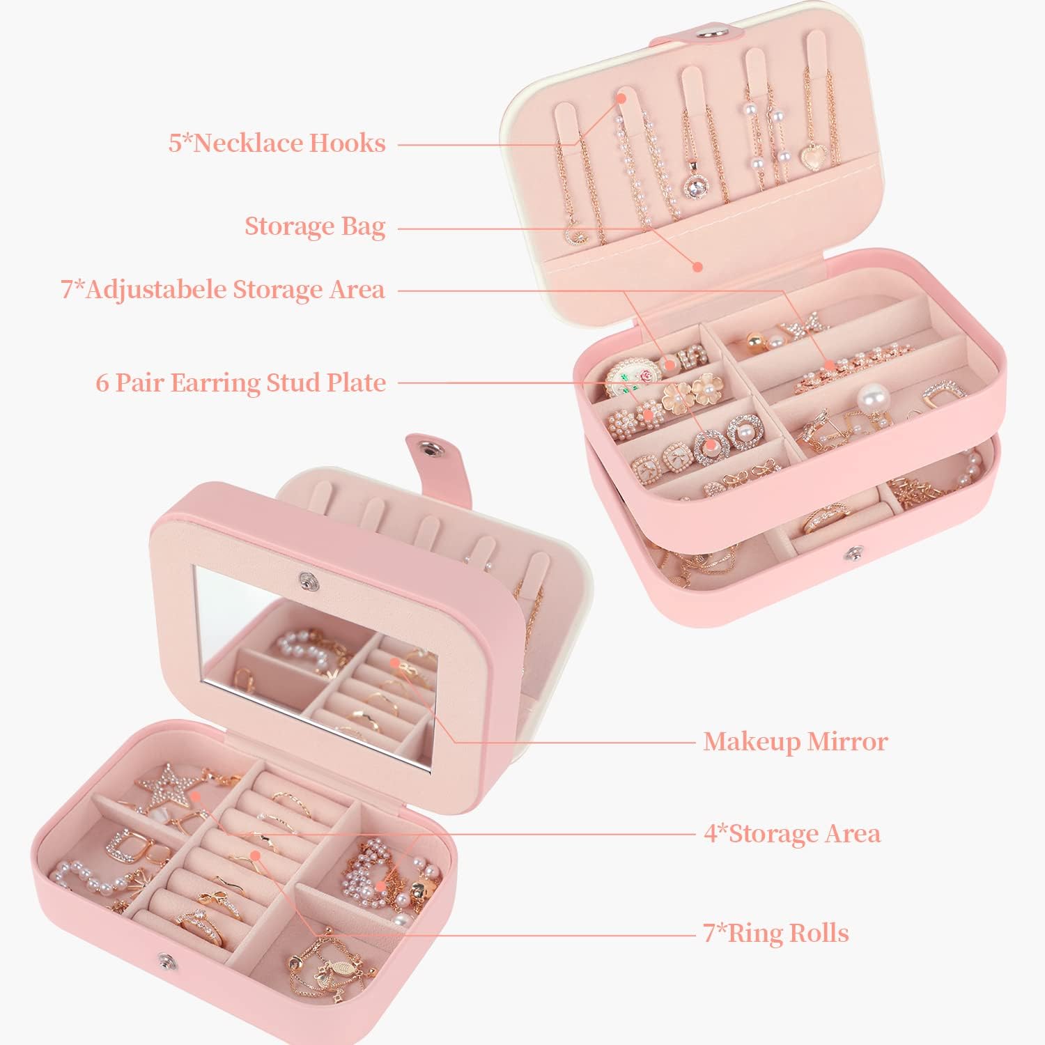 Mini PU Leather Jewelry Organizer Storage – Portable Gift Box for Girls