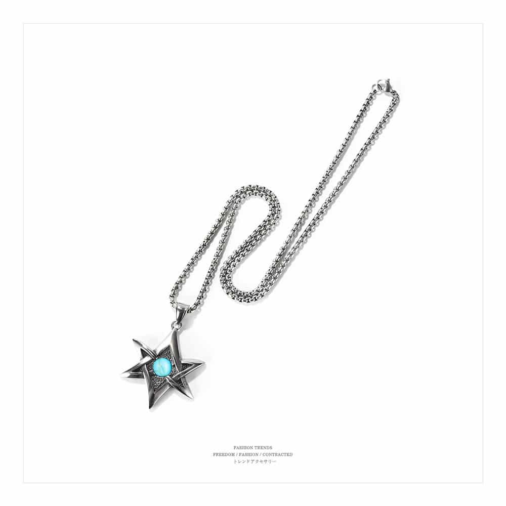 Punk Six-star Stainless Steel Pendant Necklace for Perfect Look