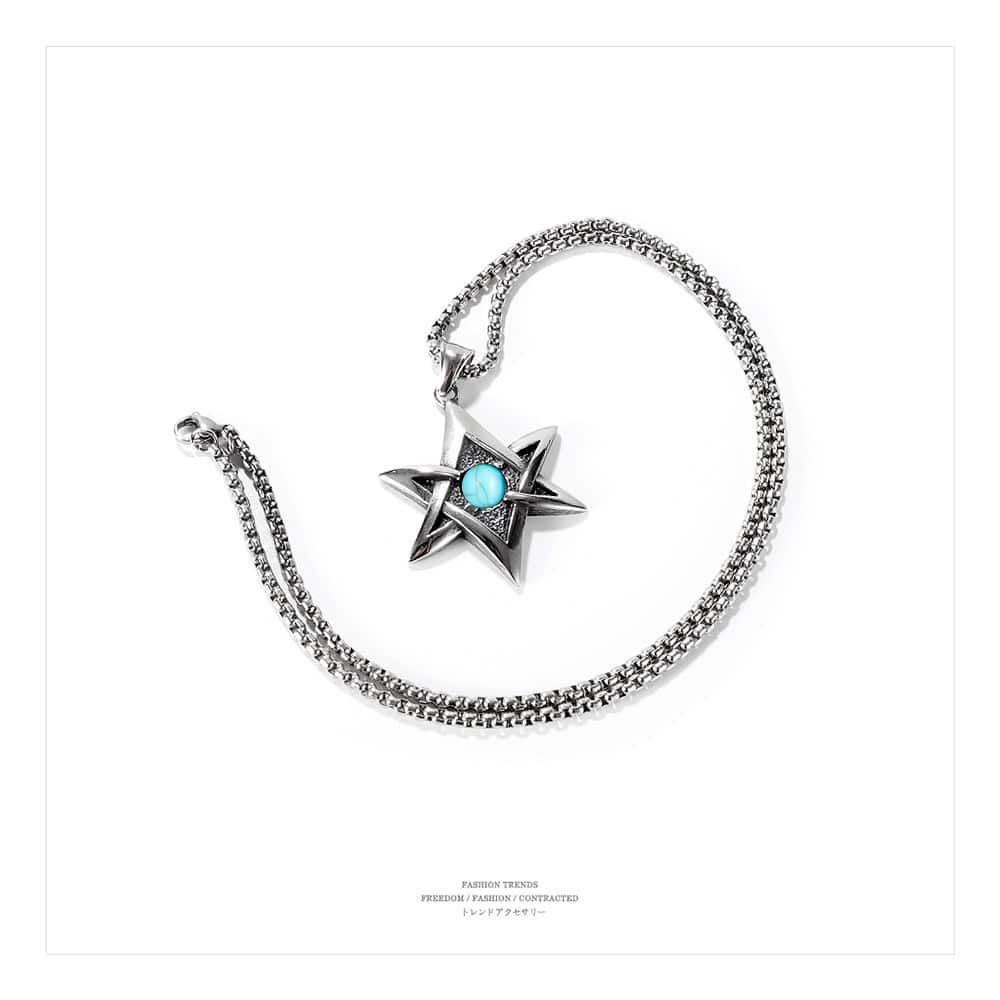 Punk Six-star Stainless Steel Pendant Necklace for Perfect Look