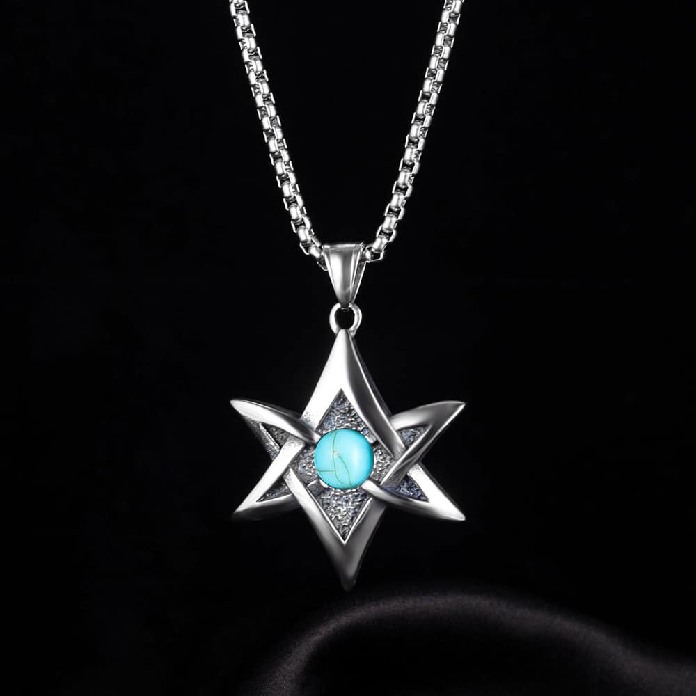 Punk Six-star Stainless Steel Pendant Necklace for Perfect Look
