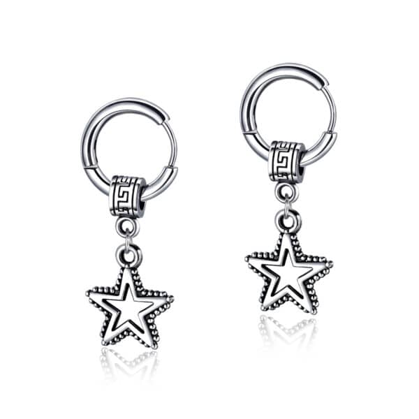 Silver Stainless Steel Earrings: Unique 1-Star Design, Firm and Scratch-resistant - Image 2