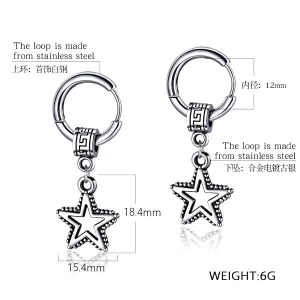Silver Stainless Steel Earrings: Unique 1-Star Design, Firm and Scratch-resistant - Image 3
