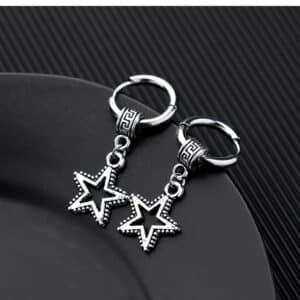 Silver Stainless Steel Earrings: Unique 1-Star Design, Firm and Scratch-resistant