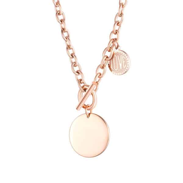 Stay Stylish and Organized with the OT Connected Stainless Steel Necklace in Rose Gold - Image 3