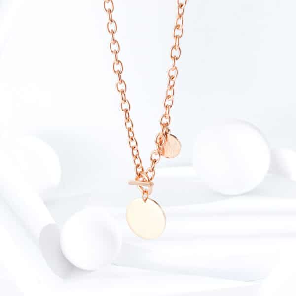 Stay Stylish and Organized with the OT Connected Stainless Steel Necklace in Rose Gold - Image 2