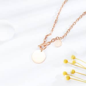 Stay Stylish and Organized with the OT Connected Stainless Steel Necklace in Rose Gold