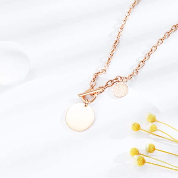 Stay Stylish and Organized with the OT Connected Stainless Steel Necklace in Rose Gold