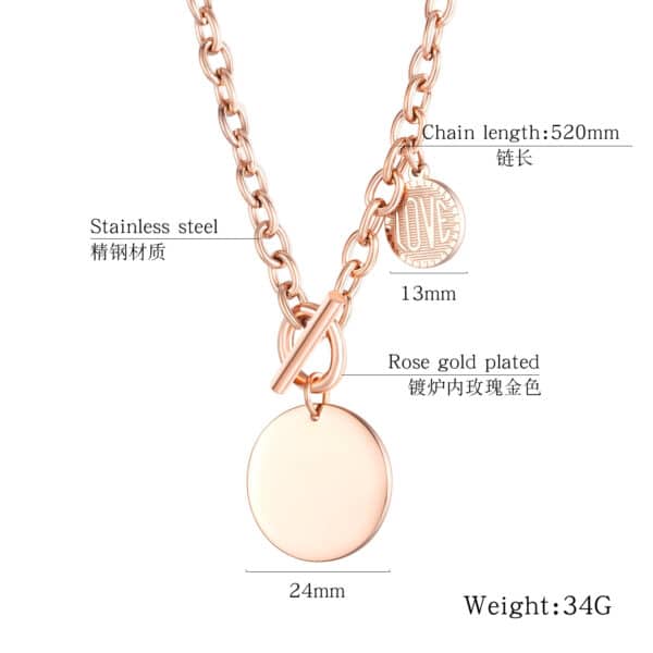 Stay Stylish and Organized with the OT Connected Stainless Steel Necklace in Rose Gold - Image 5