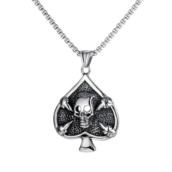 Custom Stainless Steel Necklace- Personality Poker of Spades Pendant
