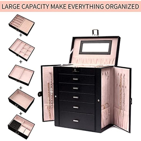 Customizable 6-Layer Free Beauty Large Jewelry Organizer & Storage Case - Image 3
