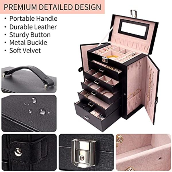 Customizable 6-Layer Free Beauty Large Jewelry Organizer & Storage Case - Image 2