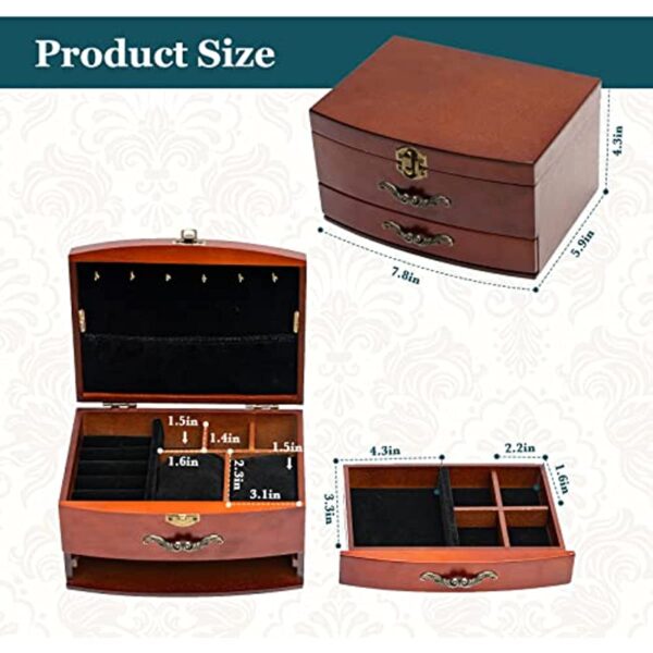 Elegant Wooden Jewelry Box for Wedding Gifts and Special Occasions - Image 8