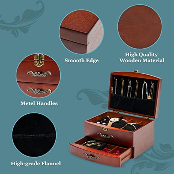 Elegant Wooden Jewelry Box for Wedding Gifts and Special Occasions - Image 9
