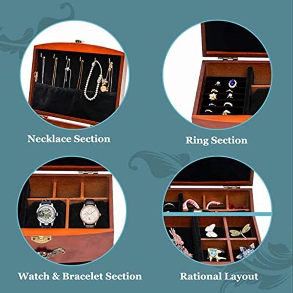 Elegant Wooden Jewelry Box for Wedding Gifts and Special Occasions - Image 4