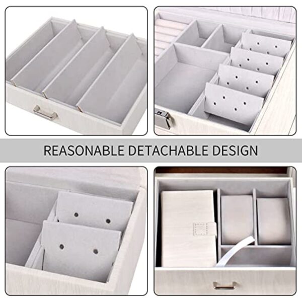 Jewelry Box Organizer with Mirror and 3 Drawers - Perfect Gift for Women and Girls - Keep Your Jewelry Safe and Organized in Style - Image 5