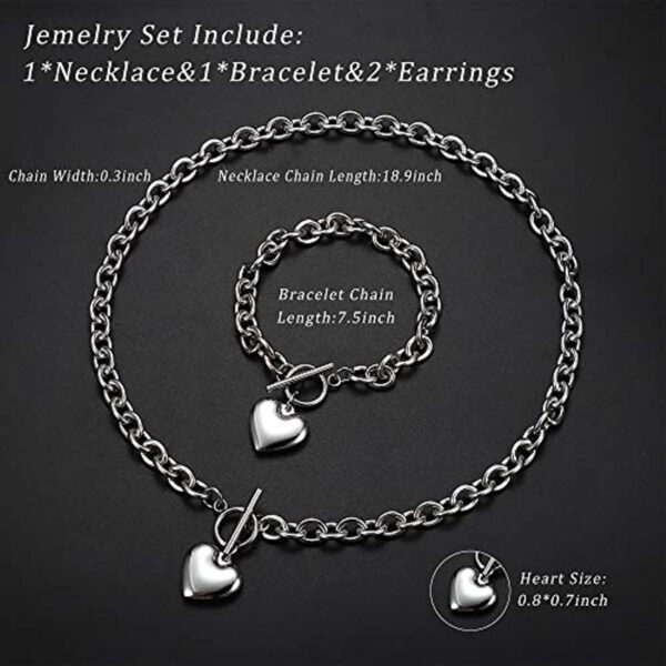 Customizable Stainless Steel Jewelry Set with Heart Pendants for a Personal Touch - Image 5