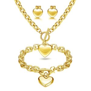 Customizable Stainless Steel Jewelry Set with Heart Pendants for a Personal Touch