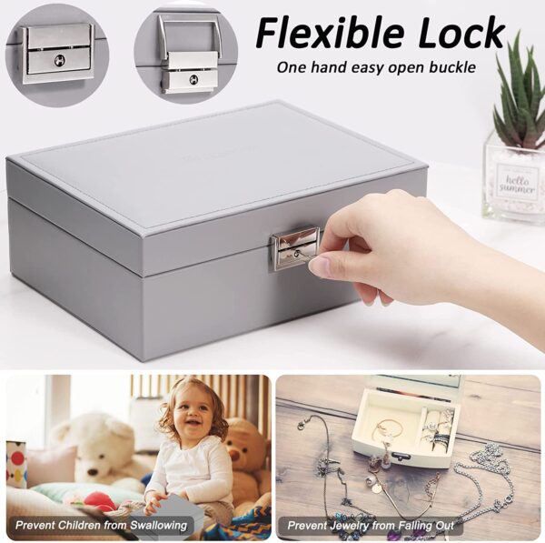 2 layer stackable jewelry box with removable jewelry organizer trays - Image 11