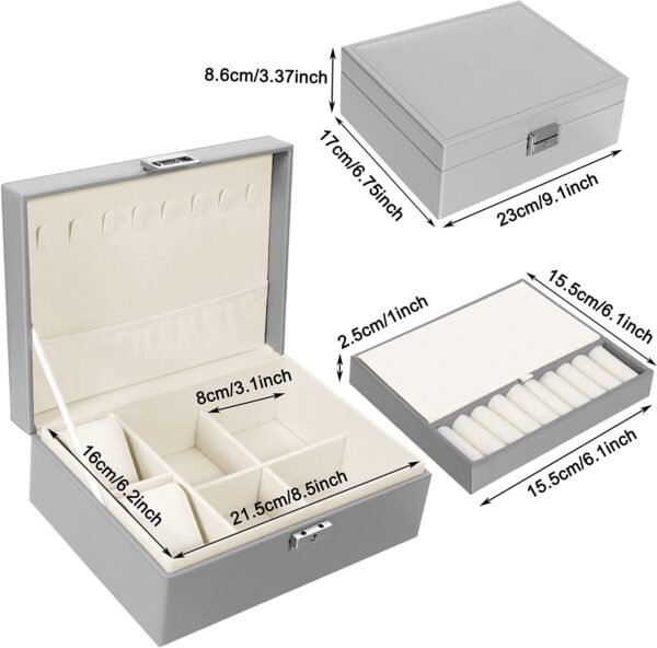 2 layer stackable jewelry box with removable jewelry organizer trays - Image 8