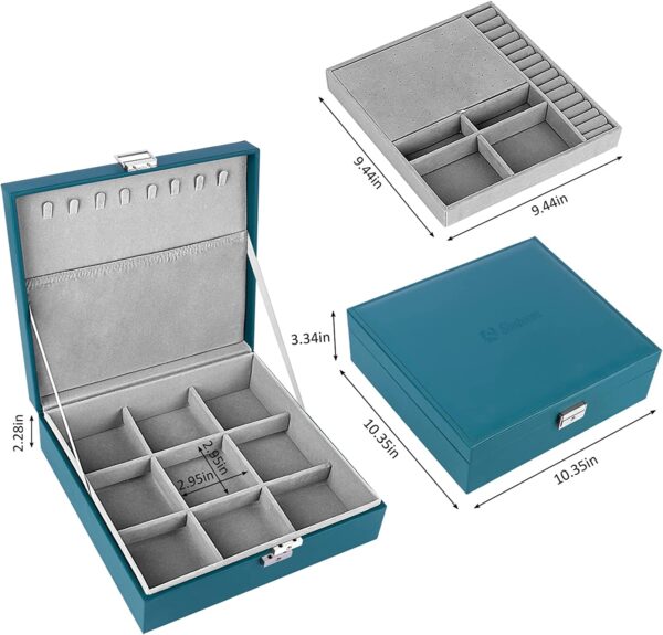2 layer stackable jewelry box with removable jewelry organizer trays - Image 14