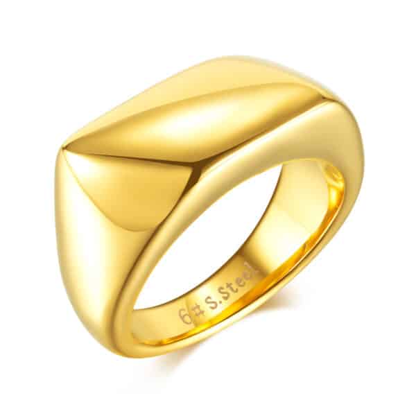 Custom Statement Geometric Glossy Stainless Steel Rings - Image 5