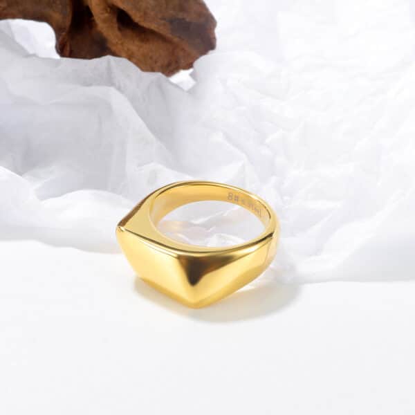 Custom Statement Geometric Glossy Stainless Steel Rings - Image 4