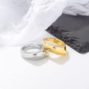Custom Statement Geometric Glossy Stainless Steel Rings