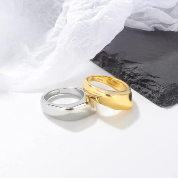 Custom Statement Geometric Glossy Stainless Steel Rings