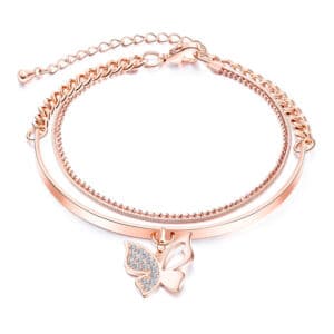 Sophisticated Rose Gold Bracelet with Charming Butterfly Detailing