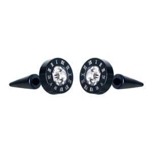 Stylish Men's Titanium Steel Roman Numeral Stud Earrings - 9mm Diameter
