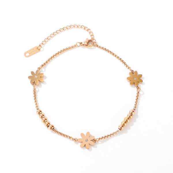 Simple and Elegant Stainless Steel Anklet with Crystal Embellishments - Image 2