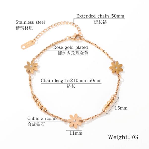 Simple and Elegant Stainless Steel Anklet with Crystal Embellishments - Image 7