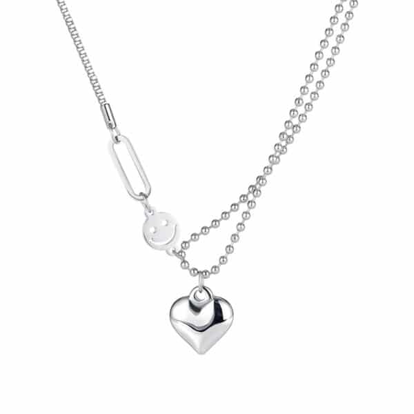 Trendy Stainless Steel Heart Pendant Necklace for Women