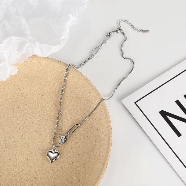 Trendy Stainless Steel Heart Pendant Necklace for Women - Image 2