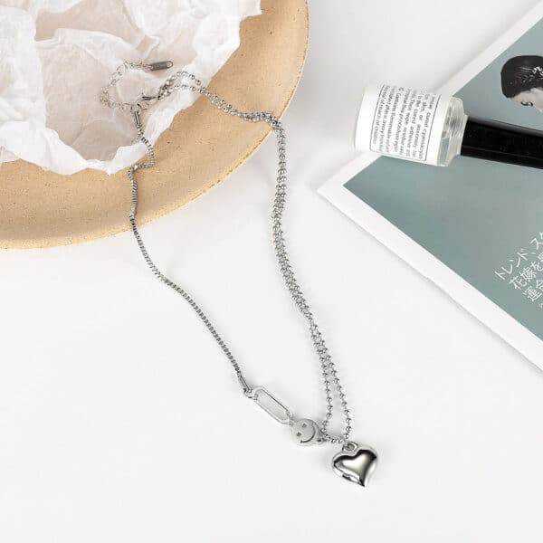 Trendy Stainless Steel Heart Pendant Necklace for Women - Image 3