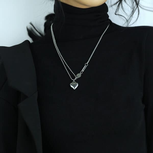 Trendy Stainless Steel Heart Pendant Necklace for Women - Image 4