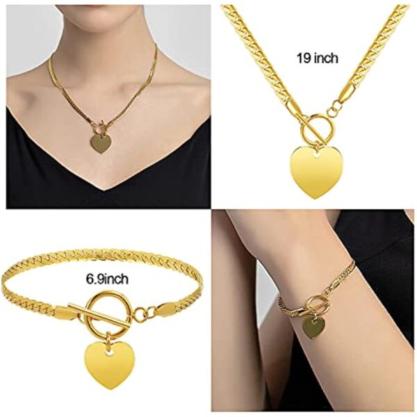 Heart Pendant Necklace with Bracelet and Earrings - Perfect Jewelry Set for Her - Image 3