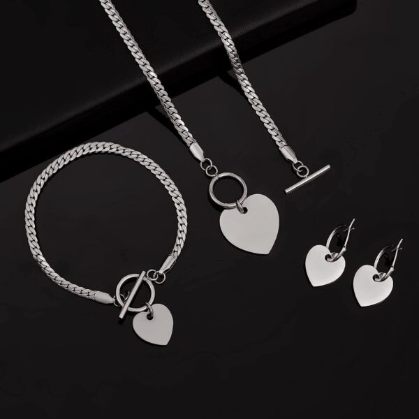 Heart Pendant Necklace with Bracelet and Earrings - Perfect Jewelry Set for Her - Image 5