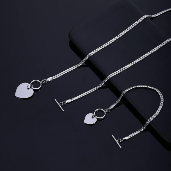 Heart Pendant Necklace with Bracelet and Earrings - Perfect Jewelry Set for Her - Image 2