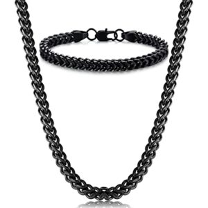 Cheap Wheat Chain Necklace and Bracelet Set for Men - Chain Width of 5mm at 22 inches